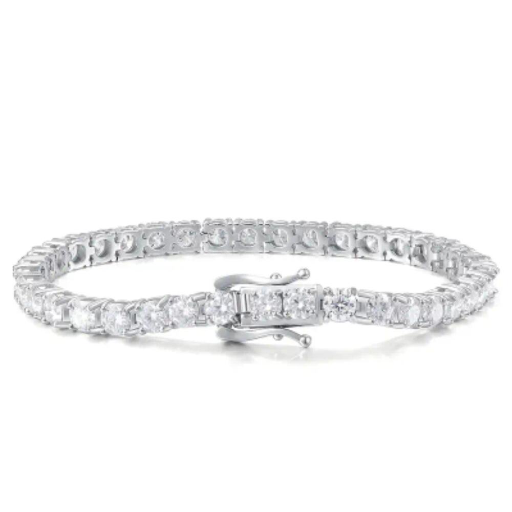 18KGP MOISSONITE TENNIS BRACELET 4MM D Color VVSI 925